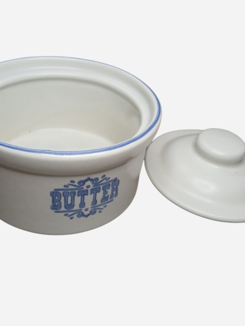 Pfaltzgraff White and Blue Ceramic Butter Tub - Picture 2 of 4